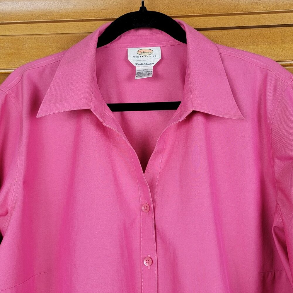 Talbots Wrinkle Resistant Long-Sleeve Pink Cotton Blouse - 24P - Picture 3 of 8